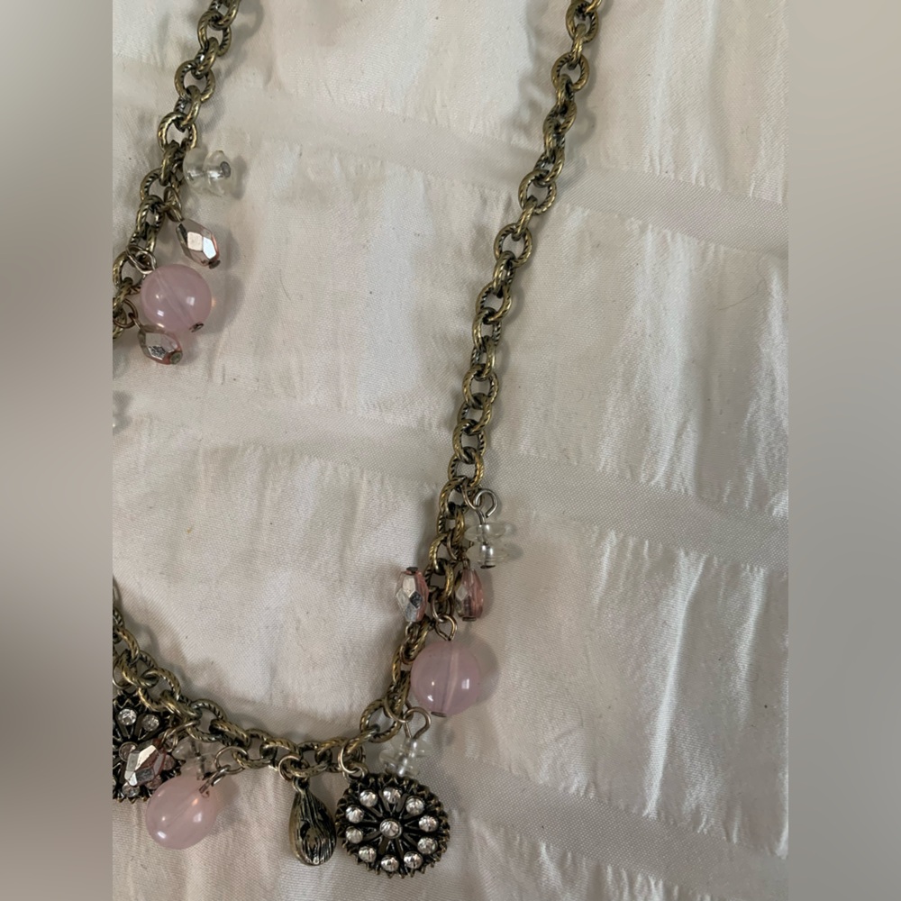 Elegant Pink and Silver Necklace and Earring Set - Picture 4 of 13